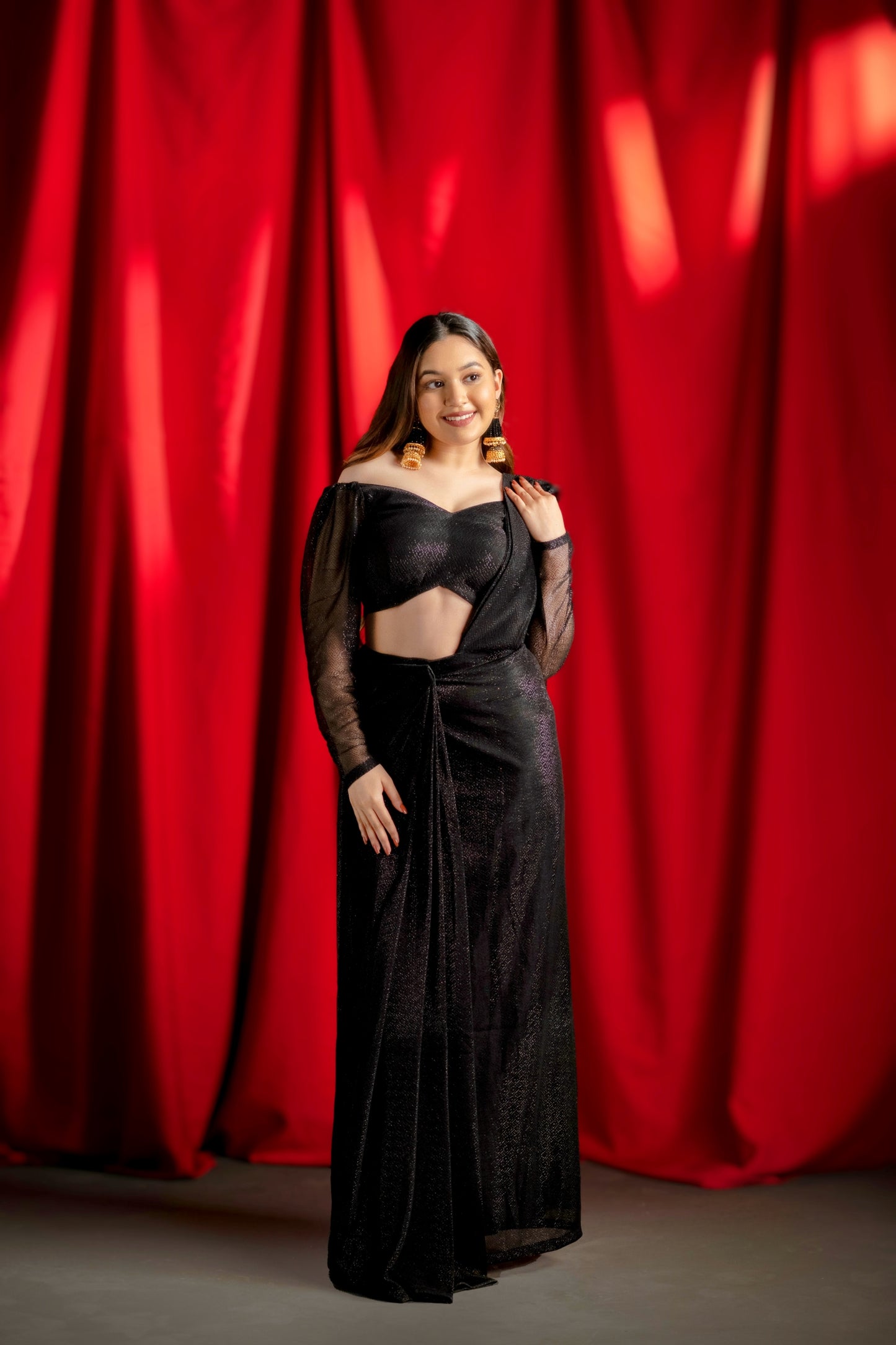 Midnight Sparkle Saree