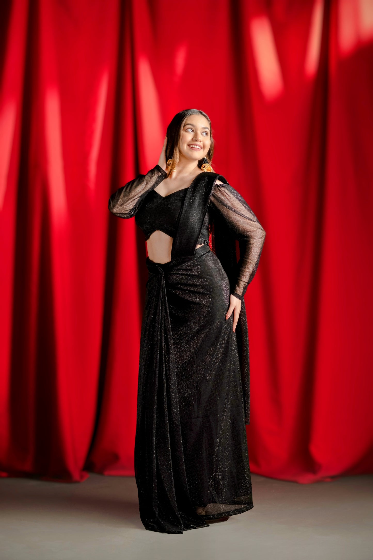 Midnight Sparkle Saree