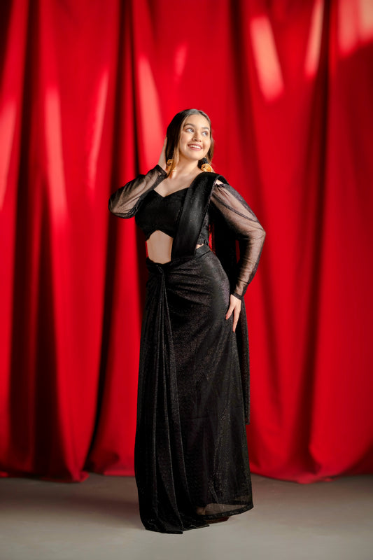 Midnight Sparkle Saree