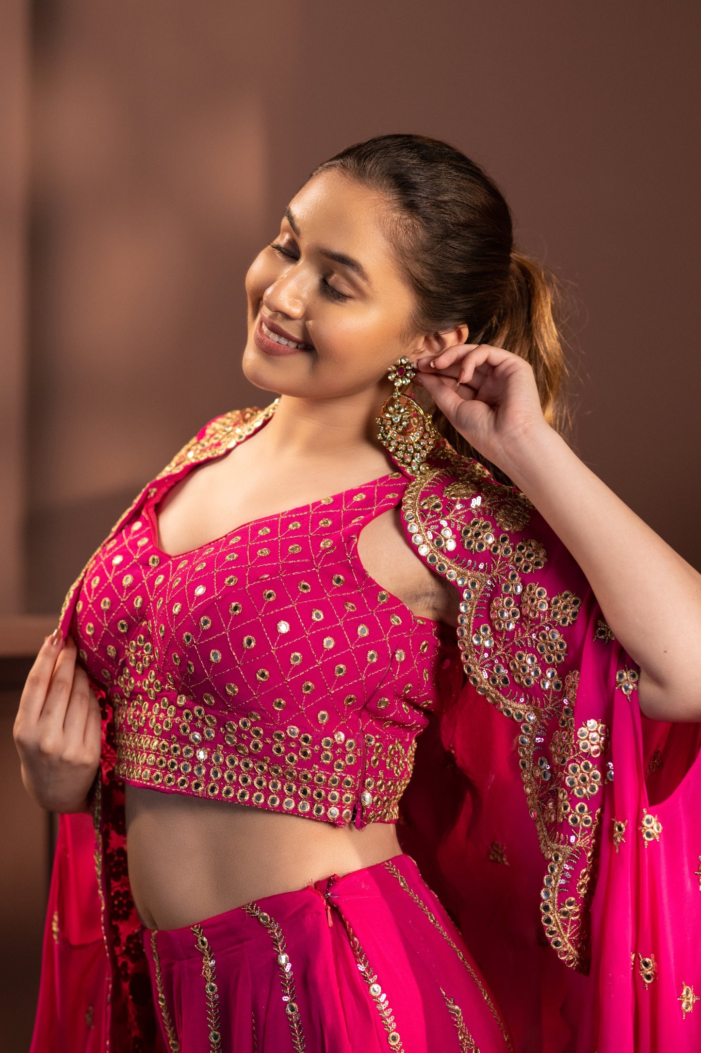 Pink Mirage Sharara with Cape Jacket