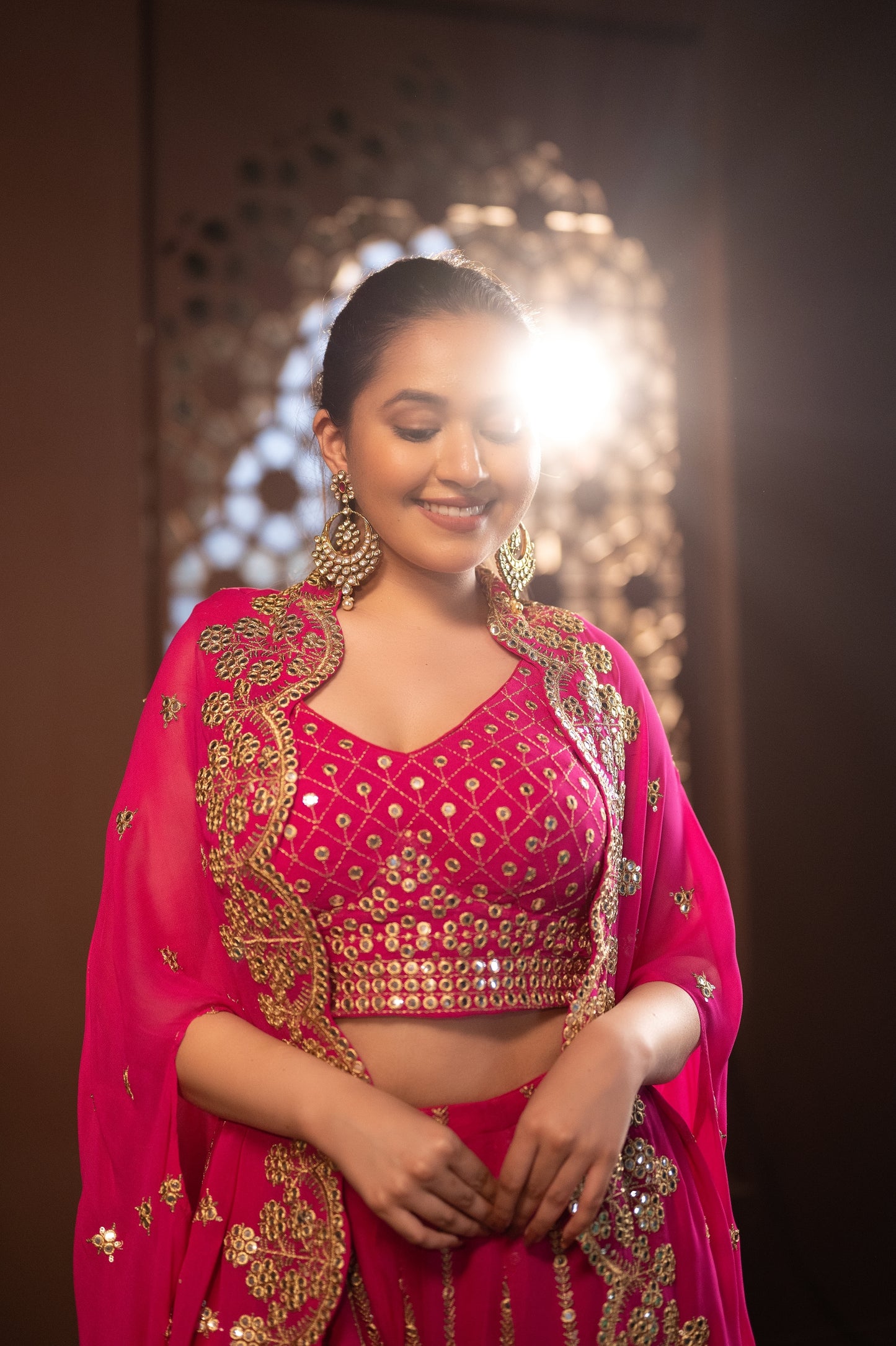 Pink Mirage Sharara with Cape Jacket