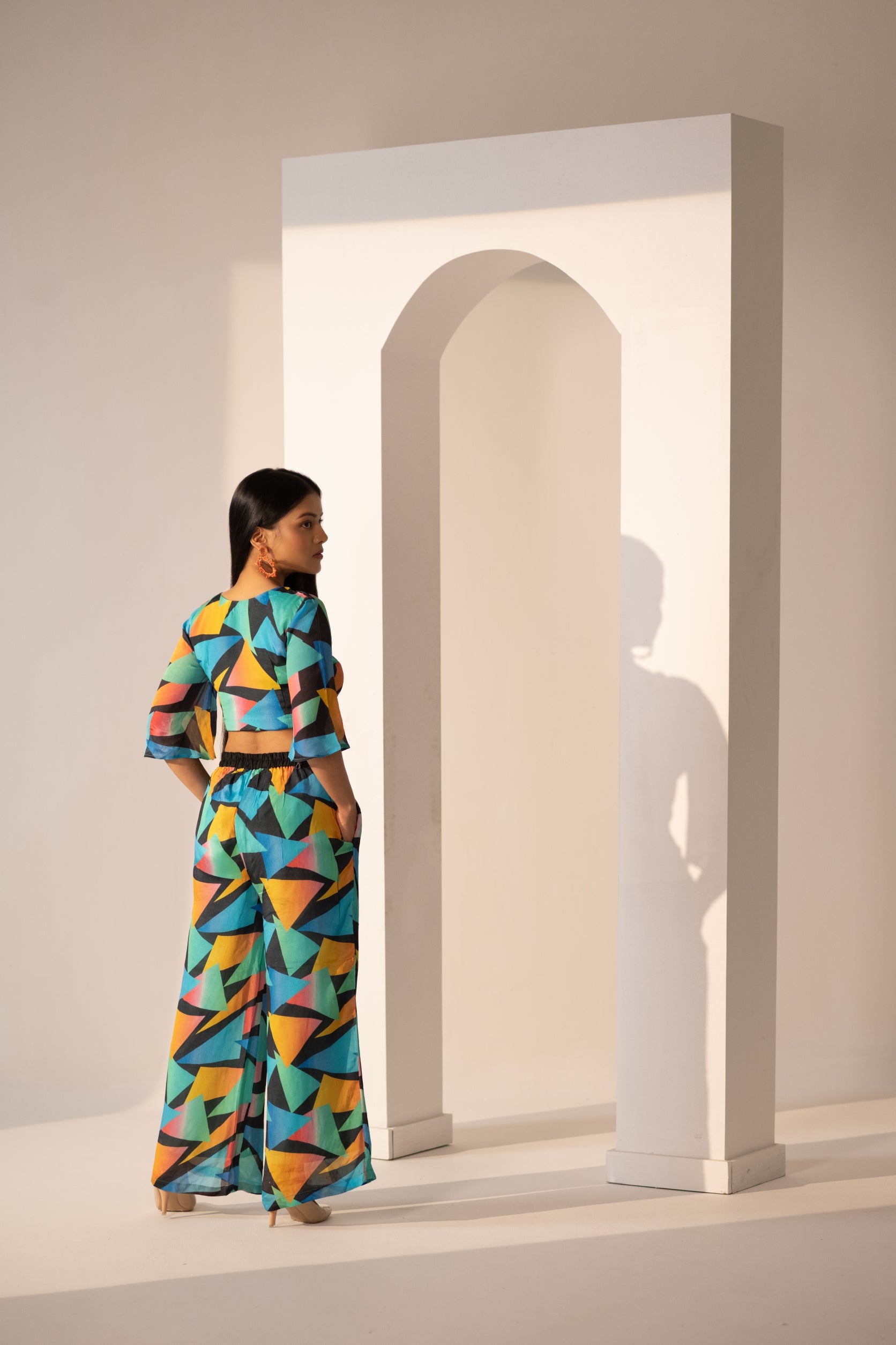 Get ready to turn heads in our stunning Color burst Co-ord Set, perfect for the fashion-forward woman who loves to make a statement. Featuring a vibrant mix of colors in a bold and playful design, this co-ord set is perfect for any occasion. This multi-colored co-ord set is perfect for women's fashion, and the bright colors and fun design make it a standout piece in any wardrobe.