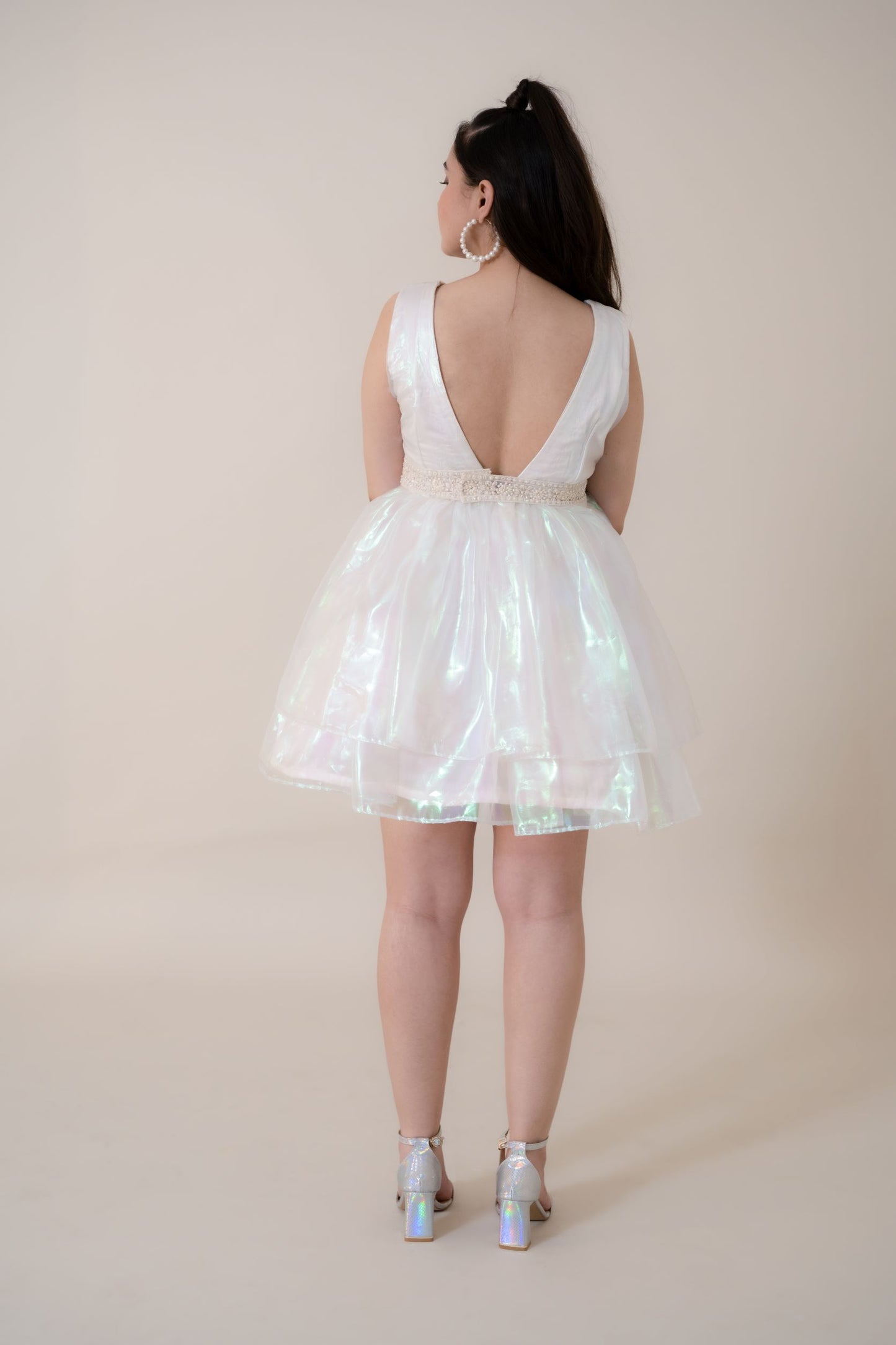 This dress is beautifully sewed with Iridescent Organza Fabric with a unique embellished belt. When worn, you sure would be the only diva in the room!