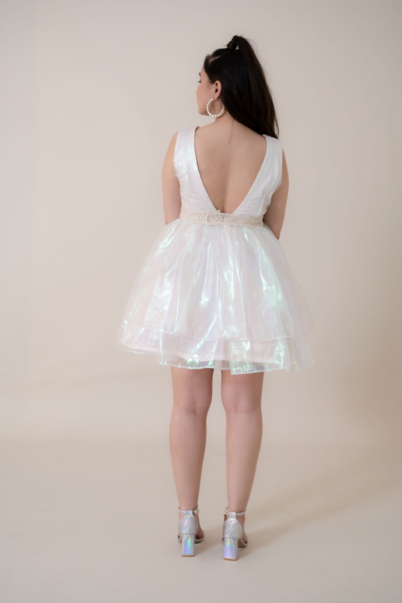This dress is beautifully sewed with Iridescent Organza Fabric with a unique embellished belt. When worn, you sure would be the only diva in the room!