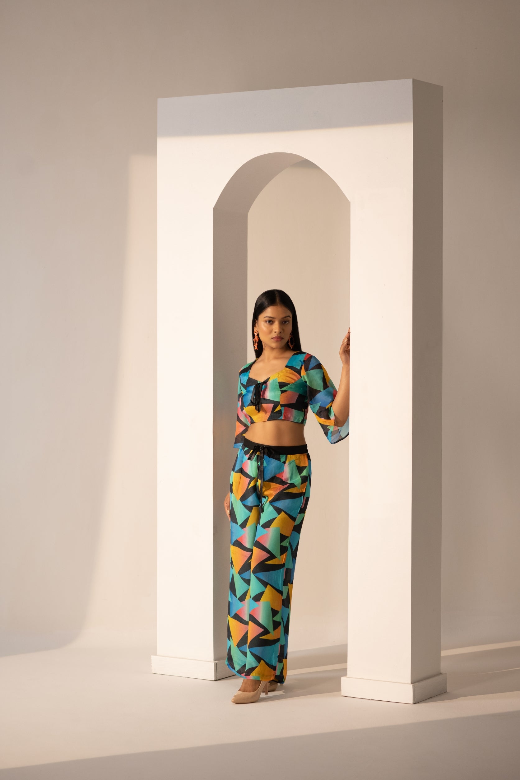 Get ready to turn heads in our stunning Color burst Co-ord Set, perfect for the fashion-forward woman who loves to make a statement. Featuring a vibrant mix of colors in a bold and playful design, this co-ord set is perfect for any occasion. This multi-colored co-ord set is perfect for women's fashion, and the bright colors and fun design make it a standout piece in any wardrobe.